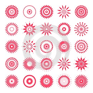 Abstract Decorative Icons. Radial Circle Design Elements Set