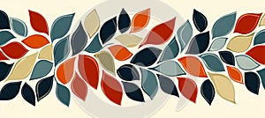 Abstract Decorative Leaf Pattern with Pastel Tones, Modern Floral Vector Design for Wallpaper Use