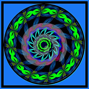 Abstract decorative mandala - wheel with illusion of rotation