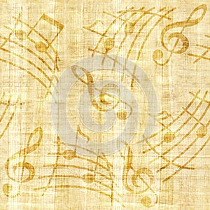 Abstract decorative music notes - papyrus texture - seamless background