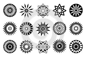 Abstract Decorative Radial Circle Icons. Design Elements Set