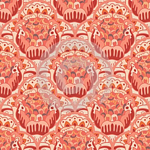 Abstract Decorative Rooster Seamless Pattern