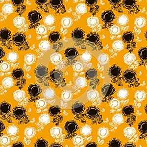 Abstract decorative sunflower seamless pattern