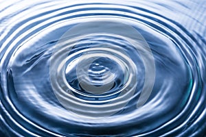 Abstract deep blue circle water drop ripple curve. Liquid texture back