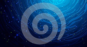 Abstract deep ocean flow with glowing particles
