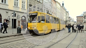 Abstract Defocused Blurred Background of many people on street