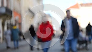 Abstract Defocused Blurred Background of many people on street