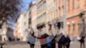 Abstract Defocused Blurred Background of many people on street