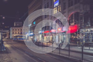 Abstract defocused and blurred city nightlife with bokeh for background usage