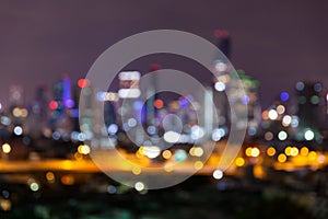 Abstract defocused bokeh business cityscape area at night light