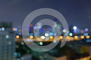 Abstract defocused bokeh business cityscape area at night light