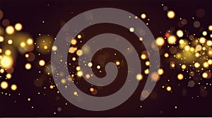 Abstract defocused circular golden bokeh sparkle glitter lights background. Magic christmas background. Elegant, shiny