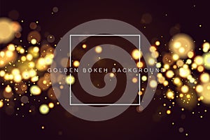 Abstract defocused circular golden bokeh sparkle glitter lights background. Magic christmas background. Elegant, shiny