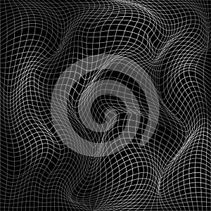 Abstract deformation of net. Wavy motion mesh structure. Vector