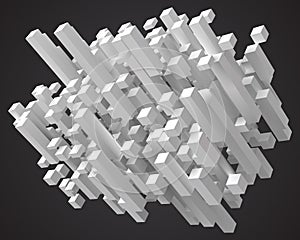 Abstract with deformed cubes. diagonal version. 3d style vector illustration photo