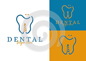 abstract dental with tooth decay while smiling dentist logo design