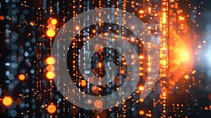 Abstract Binary Code Data Flowing Stream with Glowing Dots
