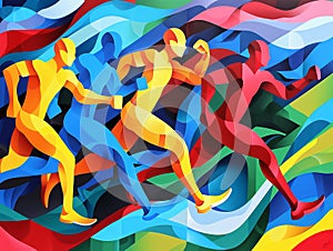 Abstract depiction of sport running photo