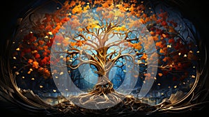 An abstract depiction of the Tree of Life a symbol. Generative AI.