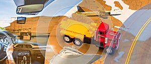 Abstract design background. Trucks and transport