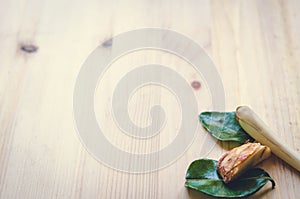 Abstract design background vegetables on a wooden background.