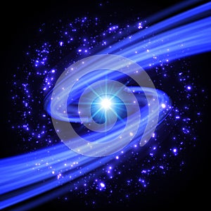 Abstract design - Blue Spiral Vortex with Stars. Illustration on