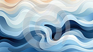 Abstract design creativity blue waves background, vector illustration. Marine seamless pattern with stylized blue waves.