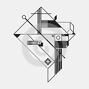 Abstract design element in constructivism style