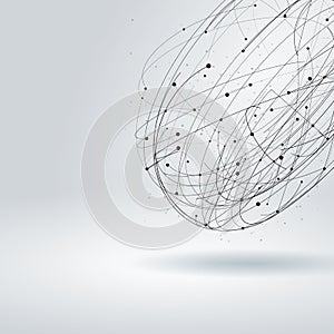 Abstract design element. Wireframe object with lines and dots