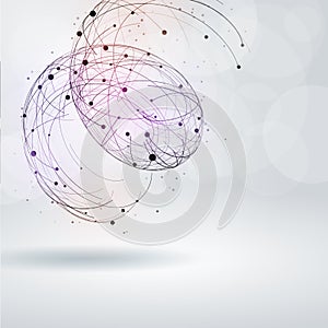 Abstract design element. Wireframe object with lines and dots