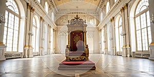 Abstract design of empty throne in palace hall