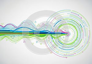 Abstract design featuring a colorful array of concentric circles on