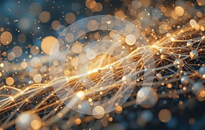 Abstract Golden Digital Network Background