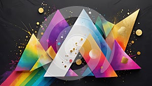 Abstract design featuring colorful triangles contrasting against a dark backdrop.