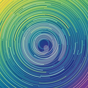 Abstract design featuring concentric circular patterns in gradient colors transitioning