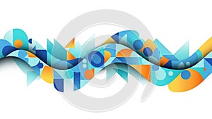 Abstract design featuring a dynamic wave pattern composed of geometric