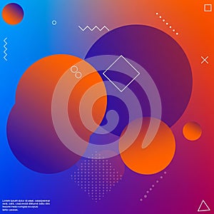 Abstract design featuring a gradient background transitioning from blue to orange.