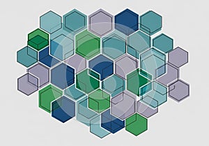 Abstract design featuring interconnected, overlapping