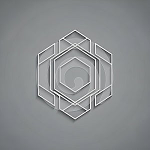 Abstract design featuring interlocking hexagons and squares in white