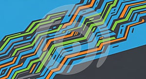 Abstract design featuring intersecting zigzag lines in vibrant