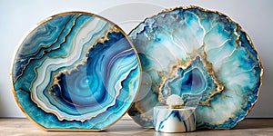 Luxurious Marble Resin Geode and Abstract Functional Art photo