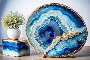Luxurious Marble Resin Geode and Abstract Functional Art photo