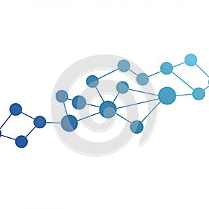 Abstract design featuring a network of interconnected blue circles. Varying sizes of