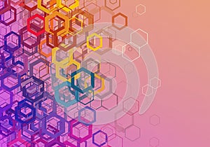 Abstract design featuring overlapping hexagons in various sizes