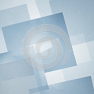 Abstract design featuring overlapping translucent rectangles in shades of blue and