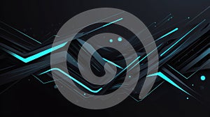 Abstract design featuring sharp, angular lines and geometric shapes in black and neon blue