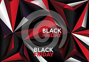 Abstract design featuring sharp, angular shapes in red, black,