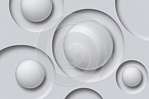 Abstract design featuring textured circular forms on a light gray background with varying sizes and shadows