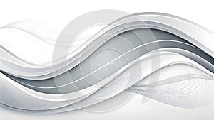 Abstract design featuring undulating, overlapping waves in shades of white and gray.