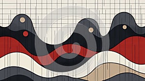 Abstract design featuring wavy lines in muted colors, creating a modern artistic pattern